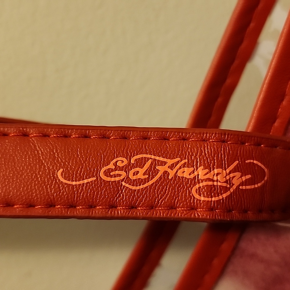 Ed Hardy Red Clear Tote Bag & Pouch NWT $160 MSRP - Picture 6 of 8